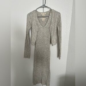 Cozy Gray Ribbed Knit Dress
